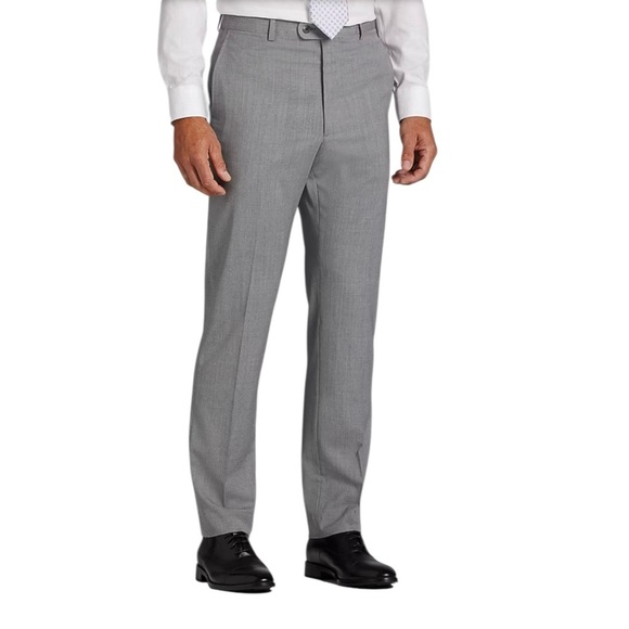 JOS A BANK Reserve Grey Marzotto Wool Dress Pants Mens 35 X 29 (35R) Flat Front - Picture 1 of 12